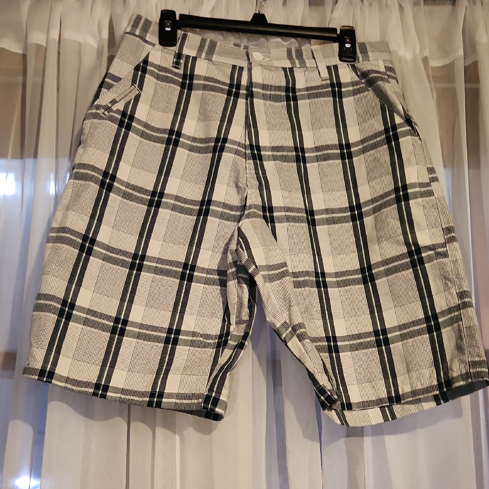 Burnside Black and White Plaid Men's Shorts